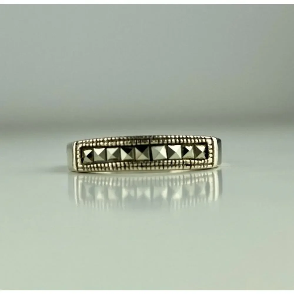 Vintage 925 Sterling Silver Marcasites Ring Size 5.5